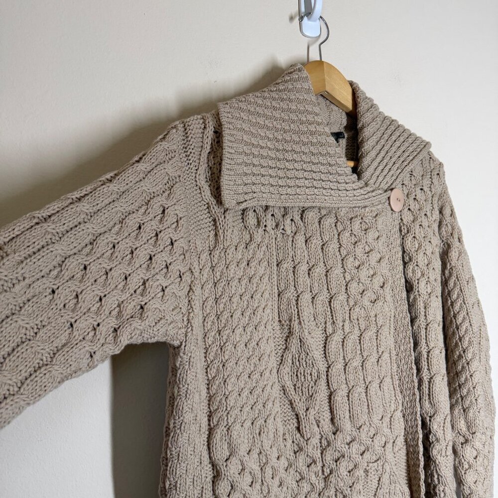 Inis Crafts One Button Merino Wool Cardigan Womens Size L Fisherman Cabincore - Picture 3 of 8